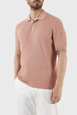 Gran Sasso - Gran Sasso % 100 Pamuk Slim Fit Düğmeli Erkek Polo T Shirt 57113 20620 329 PUDRA (1)
