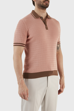 Gran Sasso - Gran Sasso % 100 Pamuk Slim Fit Düğmeli Erkek Polo T Shirt 57113 20625 329 PUDRA (1)