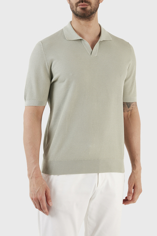 Gran Sasso - Gran Sasso İpek ve Pamuk Karışımlı Regular Fit Erkek Polo T Shirt 43171 16221 412 MİNT (1)