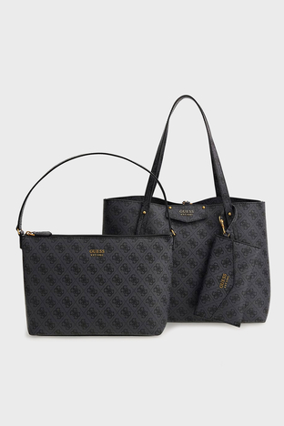 Guess - Guess Eco Tamamı Logolu Çıkarılabilir İç Bölmeli Bayan Çanta HWESB839023 CLO ANTRASİT (1)