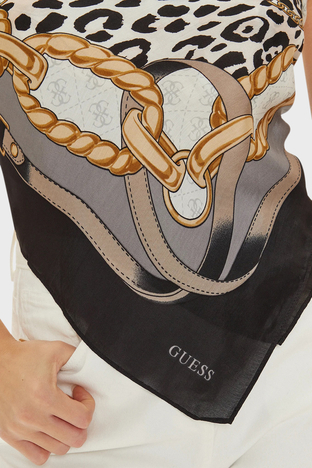 Guess - Guess Foulard Desenli 130 x 130 cm AW5226SIL30 Bayan Şal AW5226 SIL30 BLA SİYAH (1)