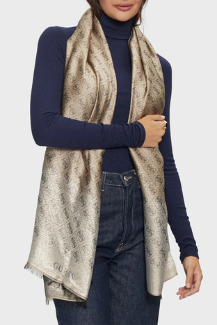 Guess - Guess Scarf Desenli Modal Karışımlı Parlak Görünümlü 80 x 180 cm AW5192MOD03 Bayan Şal AW5192 MOD03 BEI BEJ (1)