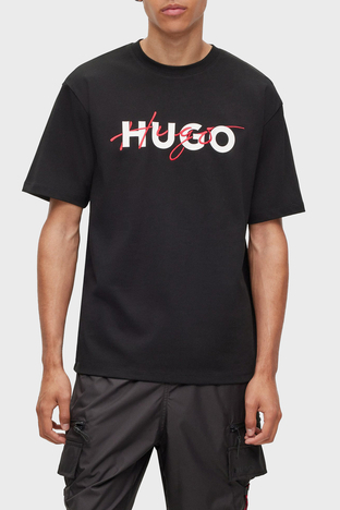 Hugo - Hugo % 100 Pamuk Relaxed Fit Bisiklet Yaka Erkek T Shirt 50494565 001 SİYAH