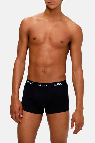 Hugo - Hugo 3 Pack Pamuklu Logo Şeritli Erkek Boxer 50469786 001 SİYAH (1)