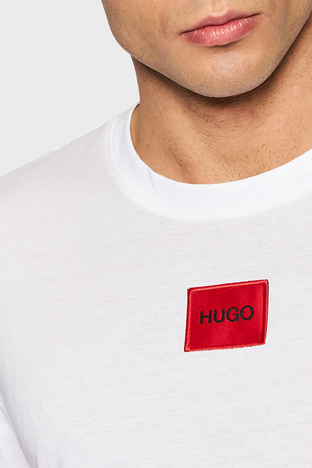 Hugo - Hugo Baskılı Regular Fit Bisiklet Yaka % 100 Pamuk Erkek T Shirt 50447978 100 BEYAZ (1)