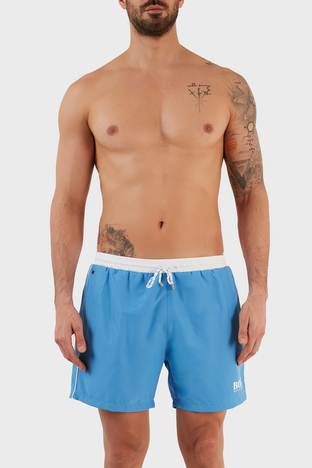 Hugo Boss - Hugo Boss Logolu Deniz Şort Belden Bağlamalı Erkek Mayo Short 9985001 MAVİ