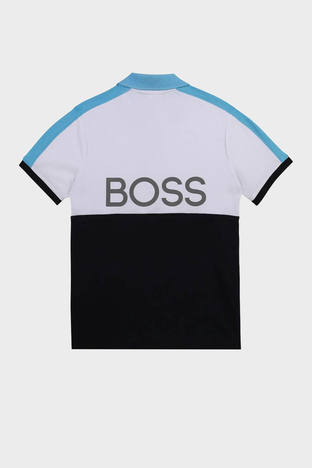 Hugo Boss - Hugo Boss Pamuklu Çocuk Polo Yaka T Shirt 25L24/N68 WHITE NAVY LACİVERT-BEYAZ (1)