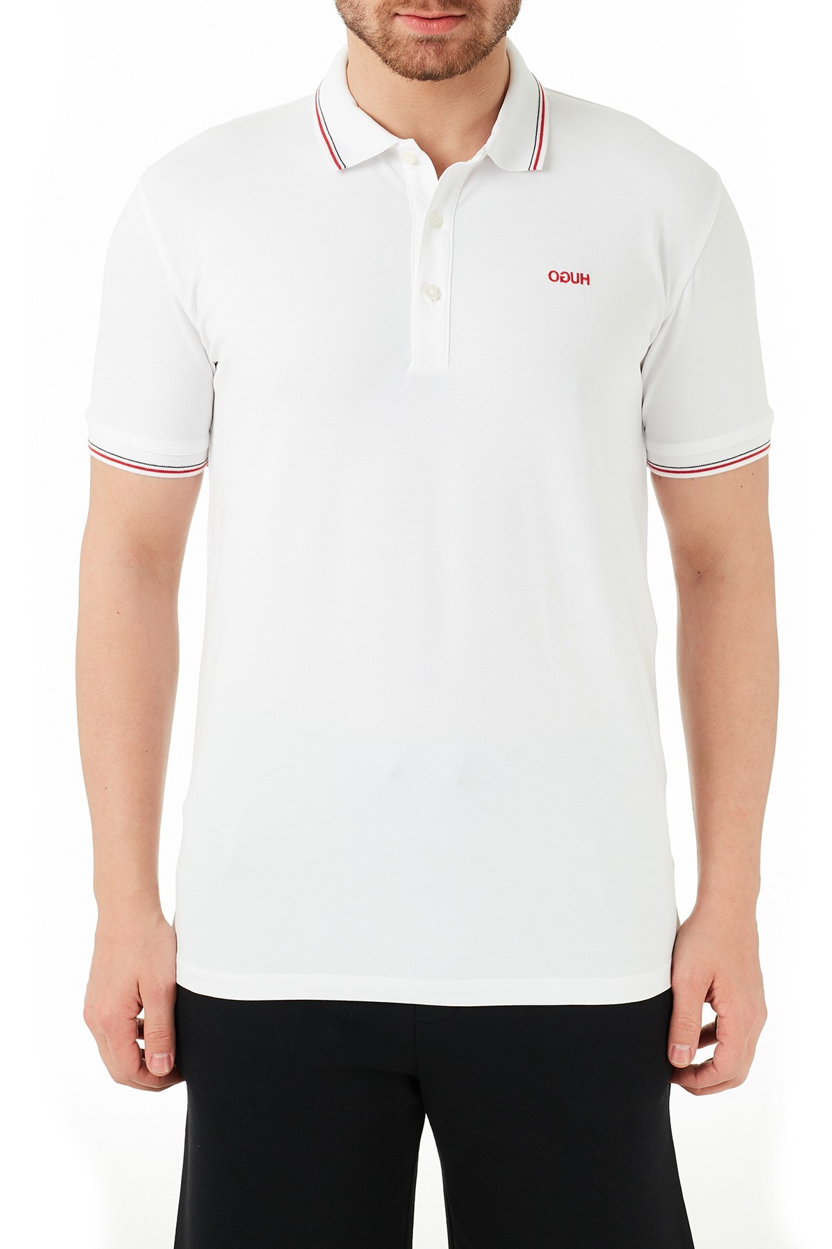 Hugo Boss Pamuklu Slim Fit T Shirt Erkek Polo 50448780 100 BEYAZ