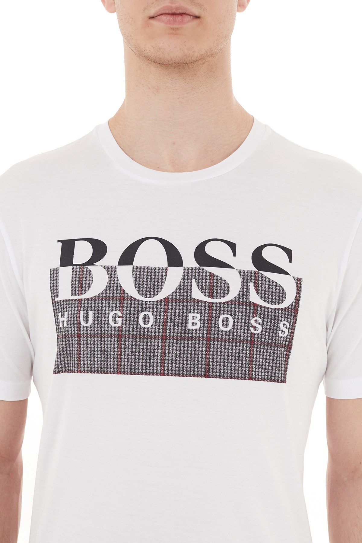 Hugo Boss Regular Fit Baskılı Bisiklet Yaka % 100 Pamuk Erkek T Shirt 50439032 101 BEYAZ