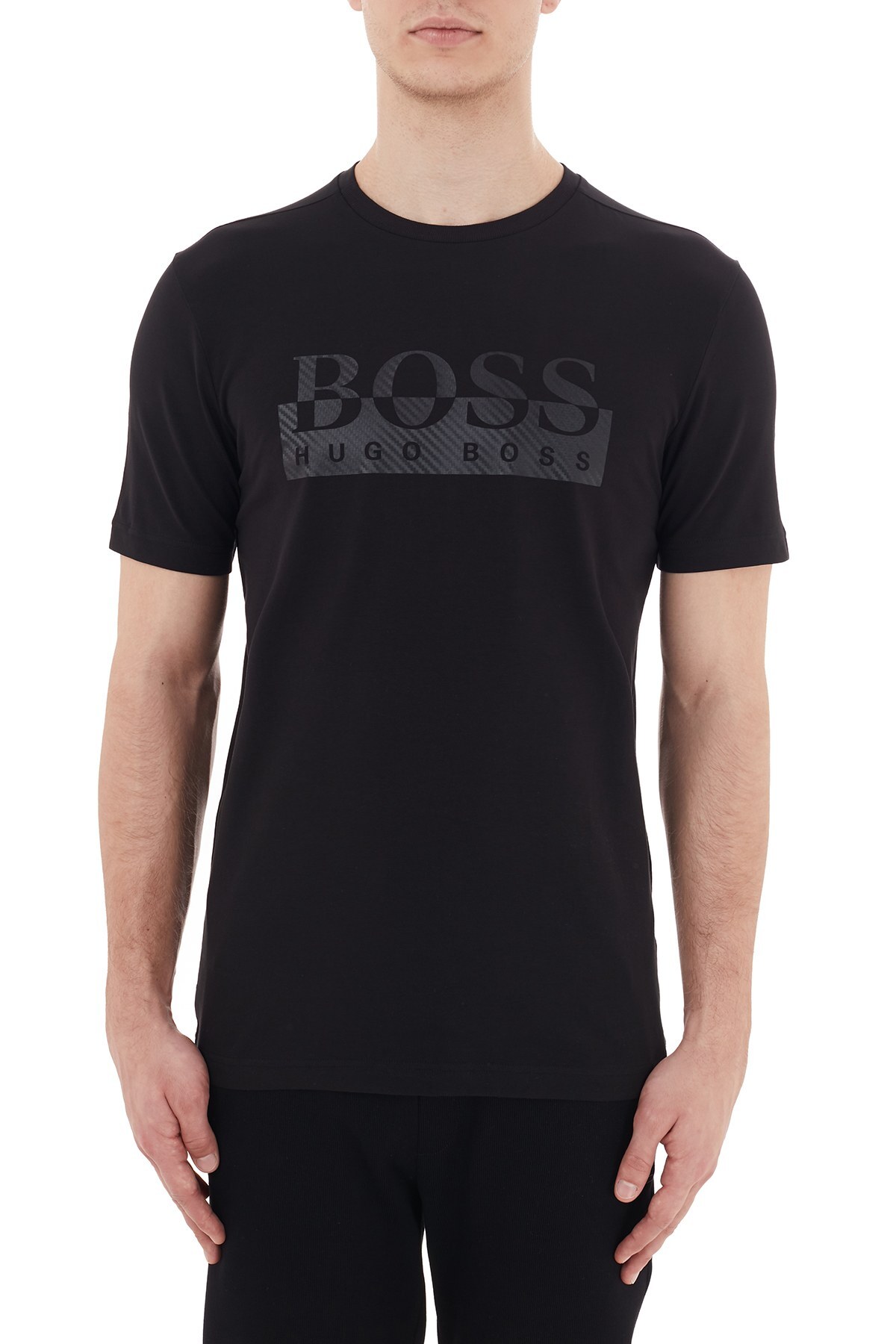 Hugo Boss Regular Fit Logo Baskılı Bisiklet Yaka Pamuklu Erkek T Shirt 50435888 001 SİYAH