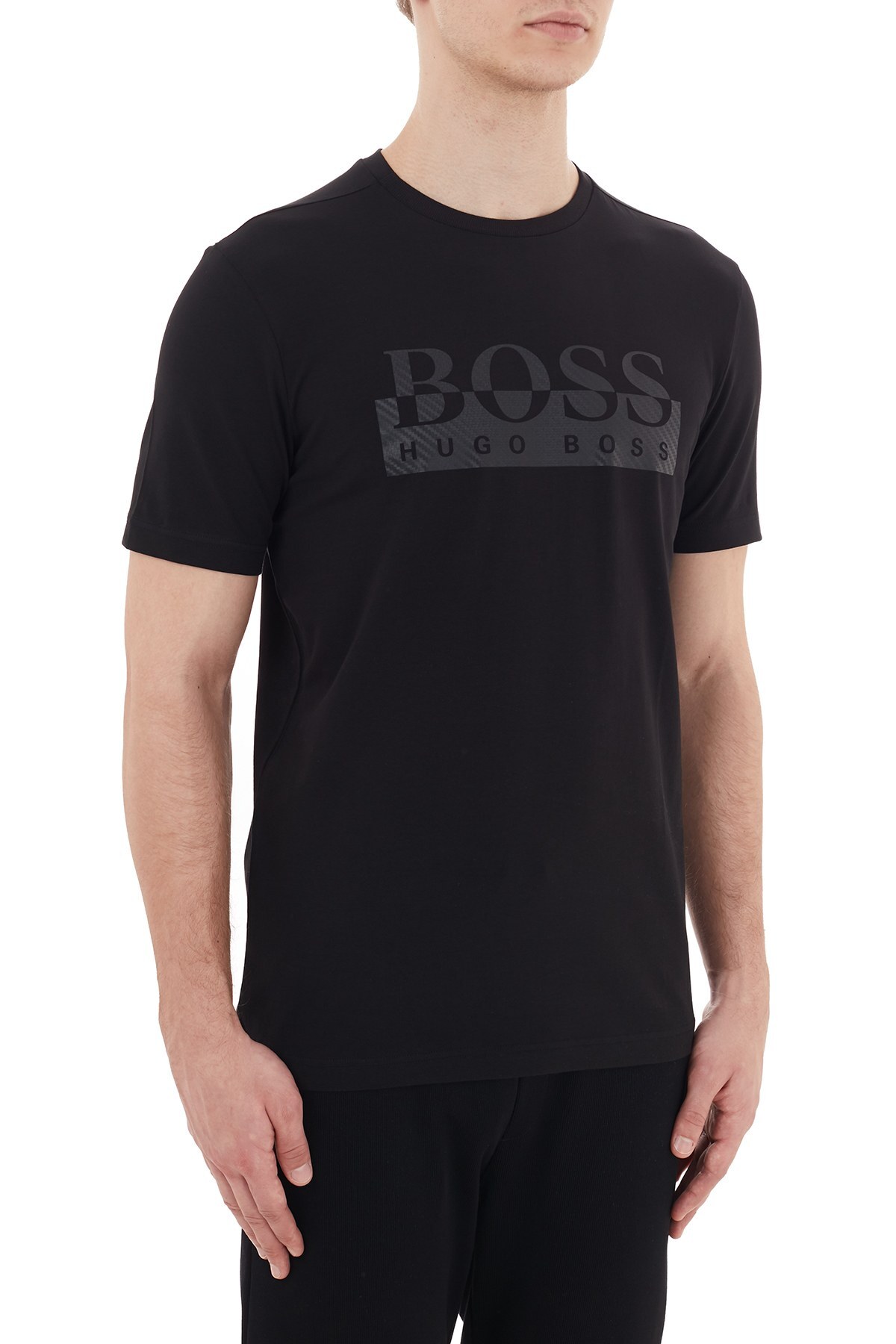 Hugo Boss Regular Fit Logo Baskılı Bisiklet Yaka Pamuklu Erkek T Shirt 50435888 001 SİYAH