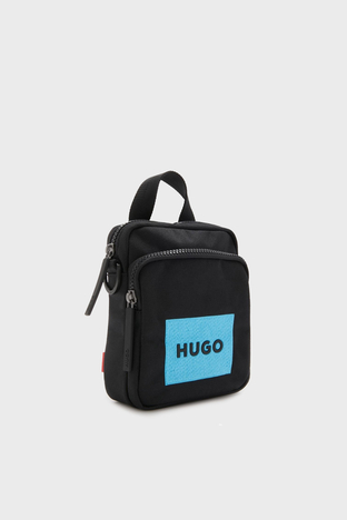 Hugo - Hugo Logo Baskılı Çıkarılabilir Askılı Fermuarlı Erkek Çanta 50516606 001 SİYAH (1)