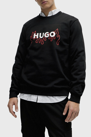 Hugo - Hugo Logolu Bisiklet Yaka Pamuklu Regular Fit Erkek Sweat 50506990 001 SİYAH