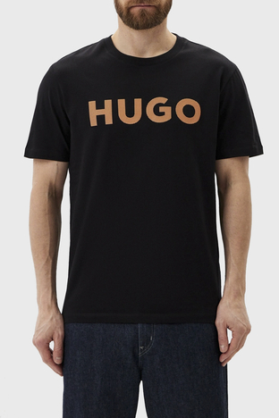 Hugo - Hugo Logolu Bisiklet Yaka Regular Fit Pamuklu Erkek T Shirt 50513309 001 SİYAH
