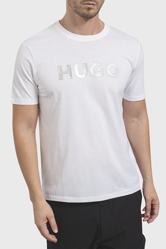 Hugo Logolu Bisiklet Yaka Regular Fit Pamuklu Jarse Erkek T Shirt 50506996 100 BEYAZ