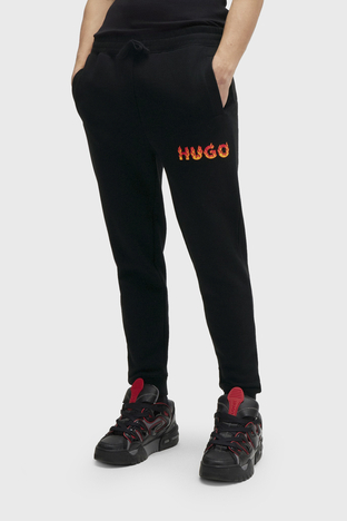 Hugo - Hugo Logolu Pamuklu Belden Bağlamalı Regular Fit Erkek Pantolon 50504788 001 SİYAH