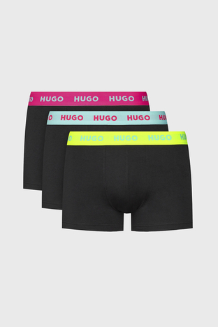 Hugo - Hugo Logolu Streç Pamuklu 3 Pack Erkek Boxer 50469766 730 SİYAH