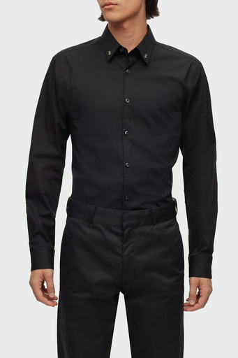 Hugo Metalik Logolu Streç Pamuklu Slim Fit Erkek Gömlek 50490712 001 SİYAH