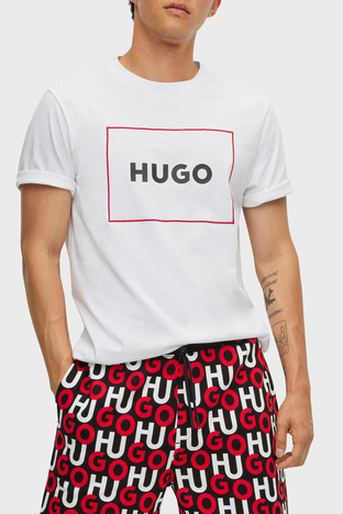Hugo - Hugo Organik Pamuklu Regular Fit Bisiklet Yaka Erkek T Shirt 50475330 100 BEYAZ