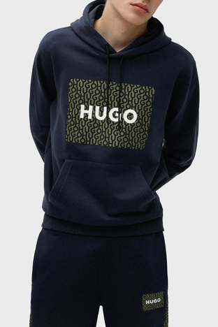 Hugo - Hugo Pamuklu Kanguru Cepli Relaxed Fit Kapüşonlu Erkek Sweat 50473875 405 LACİVERT