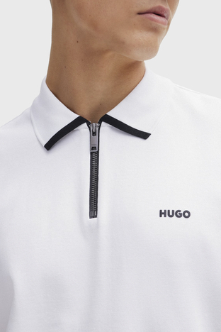 Hugo - Hugo Pamuklu Regular Fit Fermuarlı Erkek Polo Yaka T Shirt 50511721 100 BEYAZ (1)