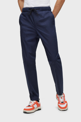 Hugo - Hugo Streç Pamuklu Ekstra Slim Fit Beli Büzgü Bağlamalı Erkek Pantolon 50488035 405 LACİVERT