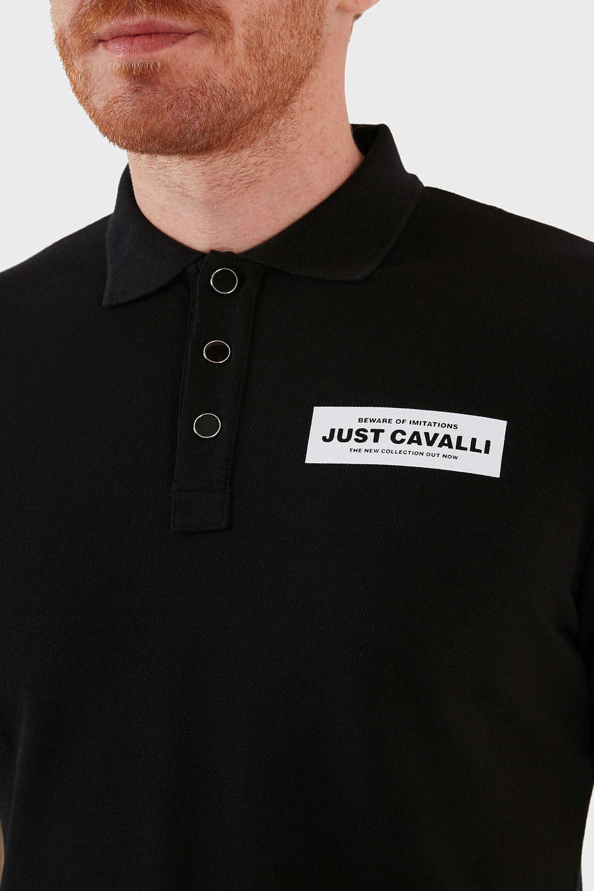 Just Cavalli Regular Fit % 100 Pamuk T Shirt Erkek Polo S01GL0062 N21368 900 SİYAH