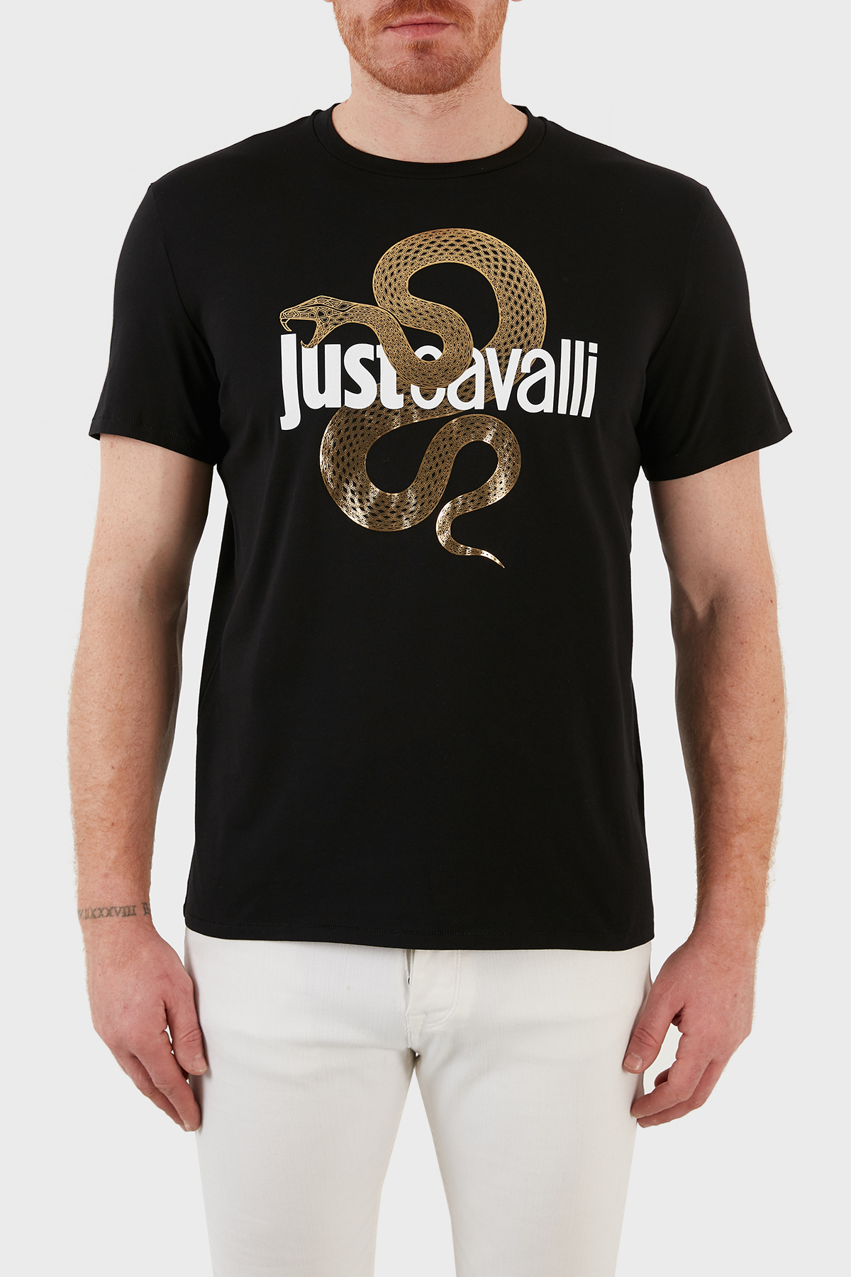 Just Cavalli Regular Fit Bisiklet Yaka % 100 Pamuk Erkek T Shirt S01GC0686 N20663 900 SİYAH