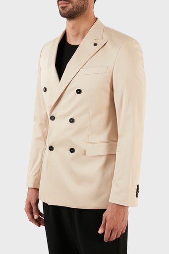 Karl Lagerfeld Pamuklu Regular Fit Çift Düğmeli Çift Yırtmaçlı Erkek Ceket 155201 10 521092 410 BEJ