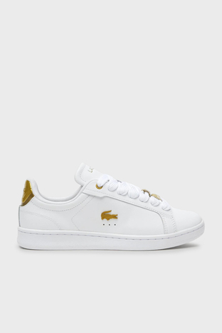 Lacoste - Lacoste Carnaby Logolu Deri Sneaker Bayan Ayakkabı 745SFA0055T 216 BEYAZ-GOLD
