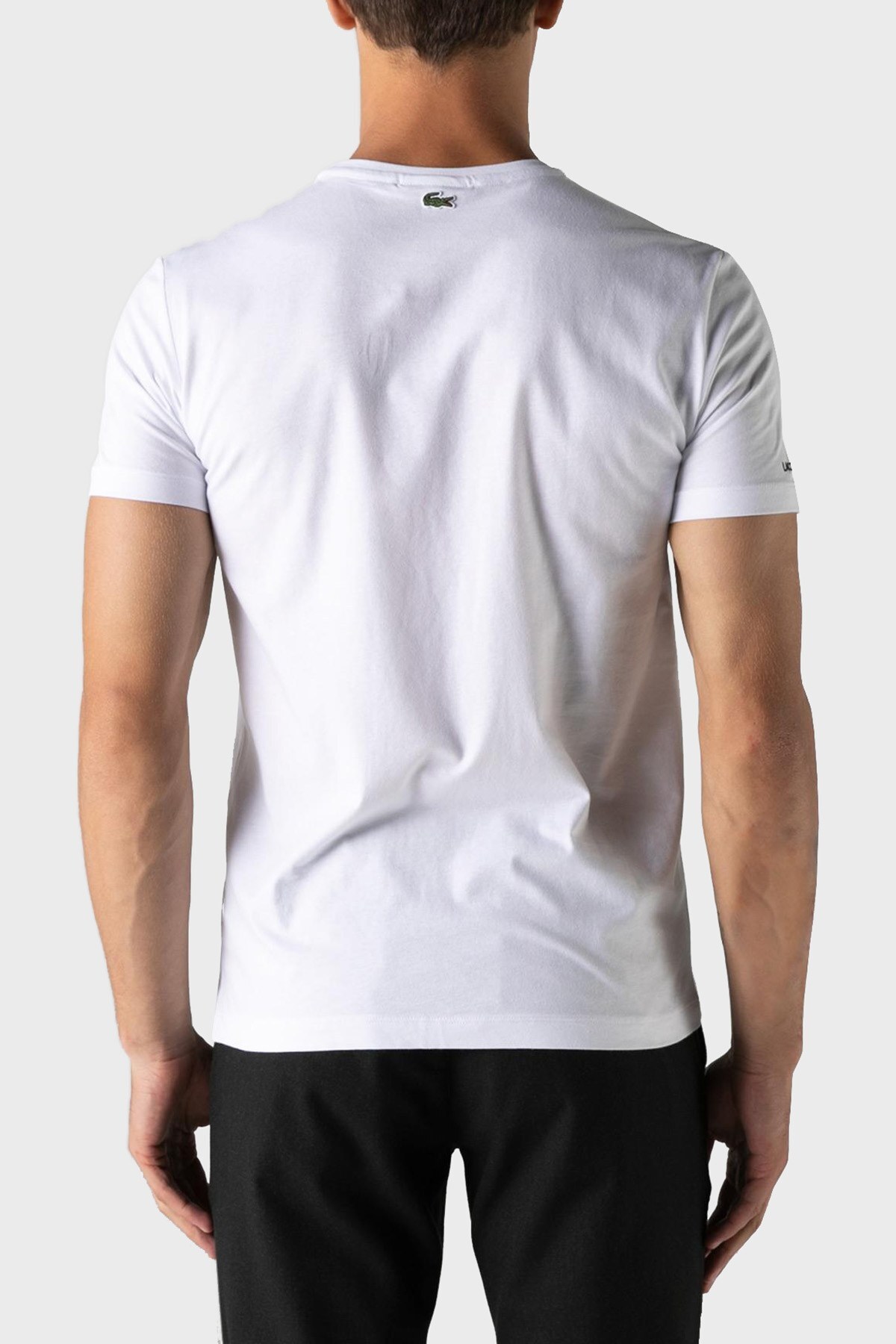 Lacoste Logo Baskılı % 100 Pamuk Slim Fit Erkek T Shirt TH2207 07B BEYAZ