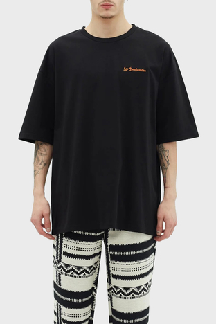 Les Benjamins - Les Benjamins % 100 Pamuk Oversize Fit Bisiklet Yaka Erkek T Shirt LB23SSHOEMUOT-004 SİYAH