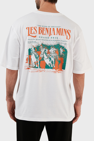 Les Benjamins - Les Benjamins Baskılı % 100 Pamuk Oversize Fit Bisiklet Yaka Erkek T Shirt LB23SSHOEMUOT-002 BEYAZ (1)