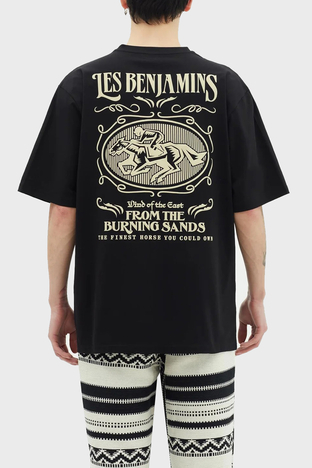 Les Benjamins - Les Benjamins Baskılı % 100 Pamuk Oversize Fit Bisiklet Yaka Erkek T Shirt LB23SSHOEMUOT-013 SİYAH (1)