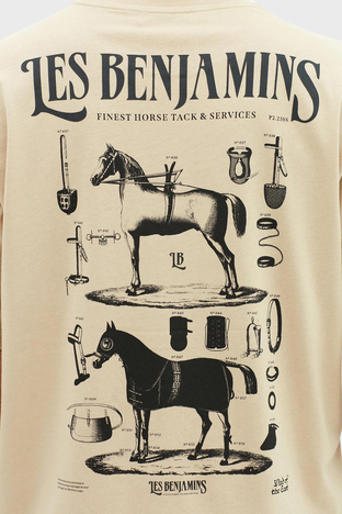 Les Benjamins - Les Benjamins Baskılı % 100 Pamuk Relaxed Fit Bisiklet Yaka Erkek T Shirt LB23SSHOEMUTS-009 EKRU (1)