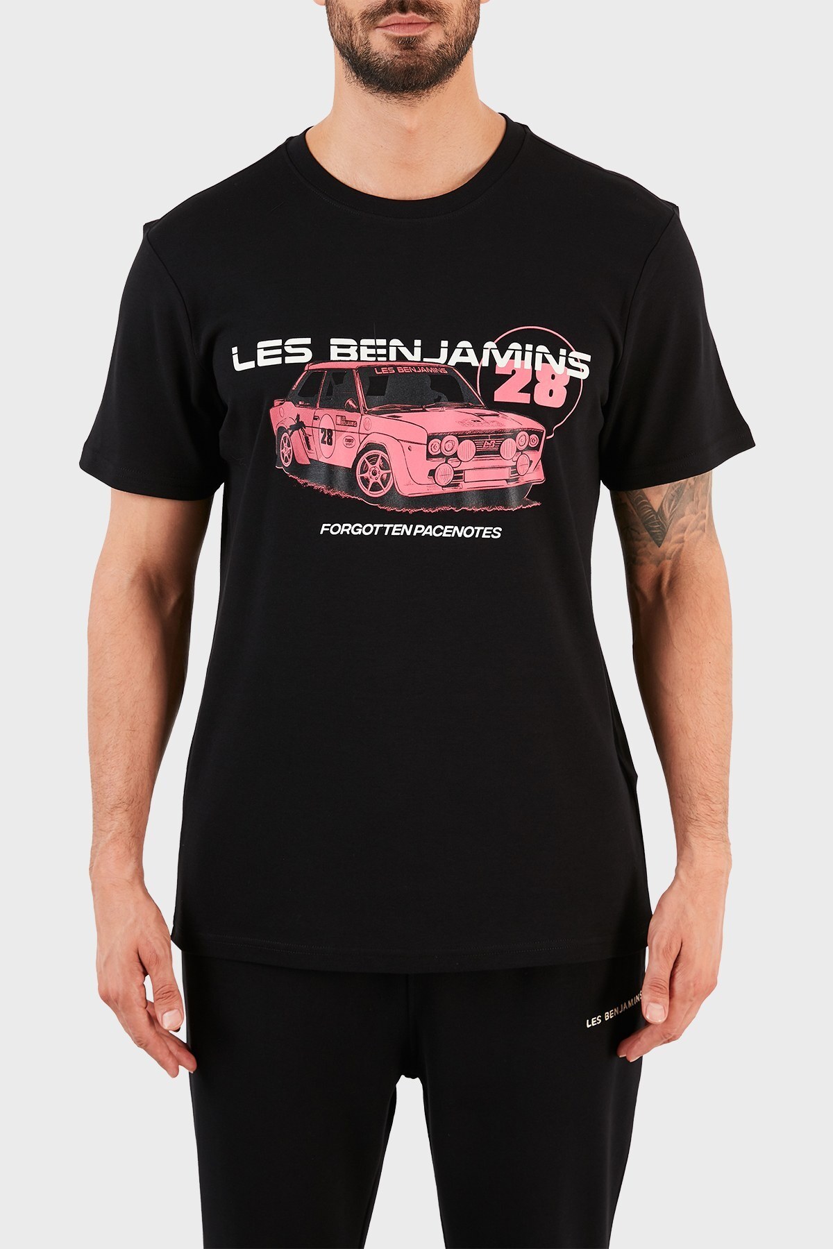 Les Benjamins Baskılı Bisiklet Yaka % 100 Pamuk Erkek T Shirt LB21FWRALMUTS-005 SİYAH