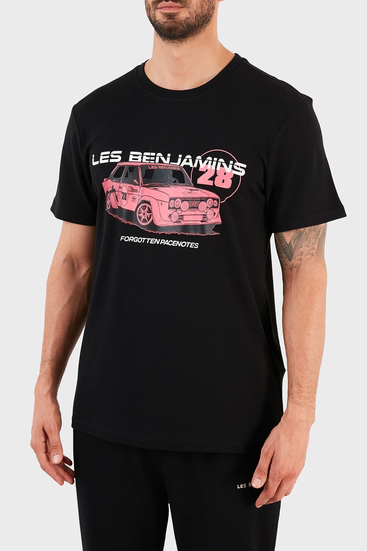 Les Benjamins Baskılı Bisiklet Yaka % 100 Pamuk Erkek T Shirt LB21FWRALMUTS-005 SİYAH
