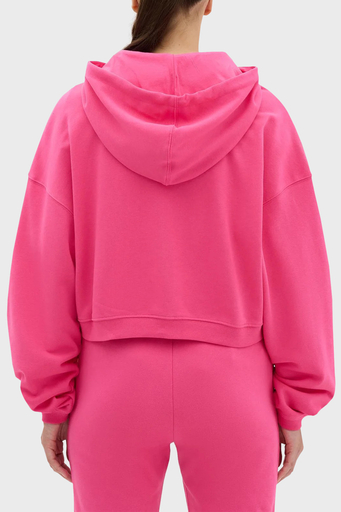 Les Benjamins Kapüşonlu Fermuarlı % 100 Pamuk Relaxed Fit Bayan Sweat LB23FWESSFUZH-305 PEMBE