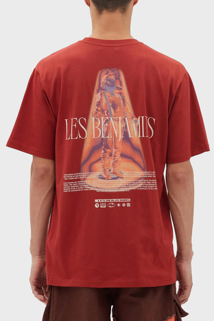 Les Benjamins - Les Benjamins Pamuklu Baskılı Oversize Erkek T Shirt LB23FWFRWMUTS-001 KİREMİT (1)