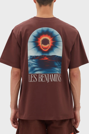 Les Benjamins - Les Benjamins Pamuklu Baskılı Oversize Erkek T Shirt LB23FWFRWMUTS-008 KAHVE (1)