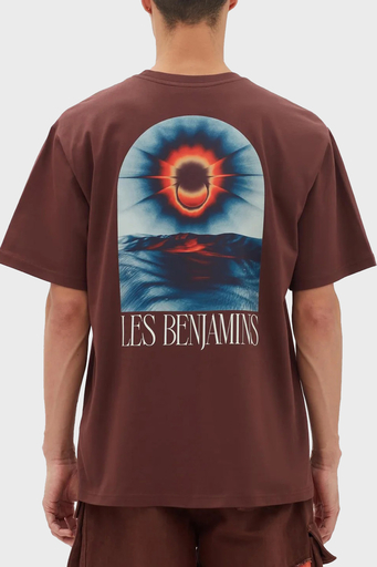 Les Benjamins Pamuklu Baskılı Oversize Erkek T Shirt LB23FWFRWMUTS-008 KAHVE