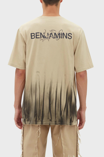 Les Benjamins Pamuklu Baskılı Oversize Erkek T Shirt LB23FWFRWMUTS-012 TAŞ