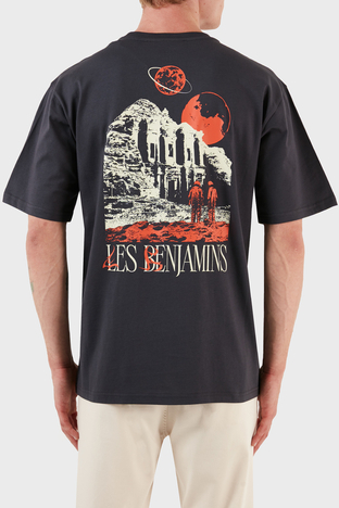 Les Benjamins - Les Benjamins Pamuklu Baskılı Oversize Erkek T Shirt LB23FWFRWMUTS-013 ANTRASİT