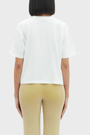 Les Benjamins - Les Benjamins Pamuklu Bisiklet Yaka Loose Fit Bayan T Shirt LB23SSHOEFUTS-004 BEYAZ (1)