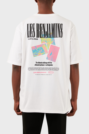 Les Benjamins - Les Benjamins Pamuklu Oversize Fit Bisiklet Yaka Erkek T Shirt LB24SSKISMUTS-025 BEYAZ (1)