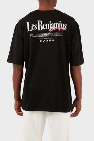 Les Benjamins - Les Benjamins Pamuklu Oversize Fit Bisiklet Yaka Erkek T Shirt LB24SSKISMUTS-028 SİYAH (1)
