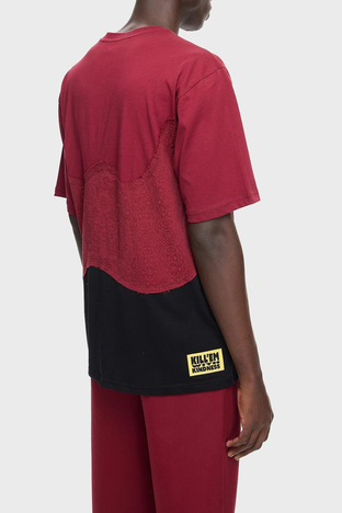 Les Benjamins - Les Benjamins Pamuklu Relaxed Fit Bisiklet Yaka Erkek T Shirt LB24FWEAPMUTS-049 BORDO (1)