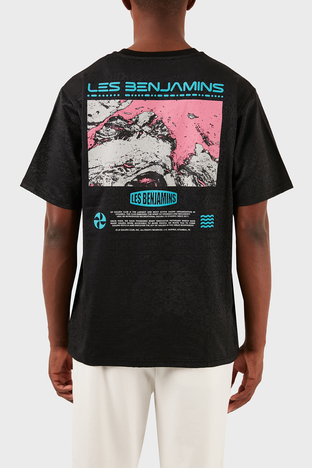 Les Benjamins - Les Benjamins Pamuklu Relaxed Fit Bisiklet Yaka Erkek T Shirt LB24SSKISMUTS-022 SİYAH (1)