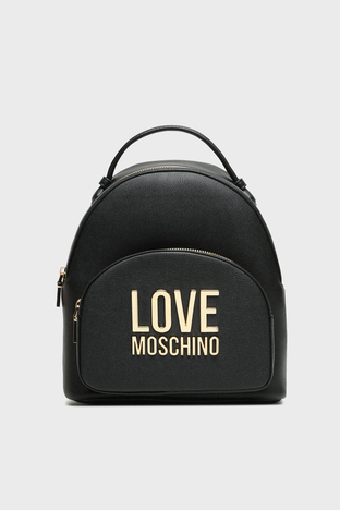 Love Moschino - Love Moschino Altın Metal Logolu Ayarlanabilir Askılı Bayan Sırt Çantası JC4105PP1HLI0000 SİYAH