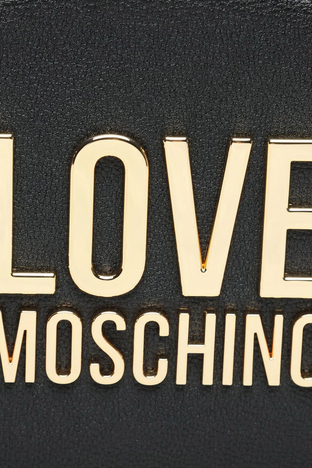 Love Moschino - Love Moschino Altın Metal Logolu Ayarlanabilir Askılı Bayan Sırt Çantası JC4105PP1HLI0000 SİYAH (1)
